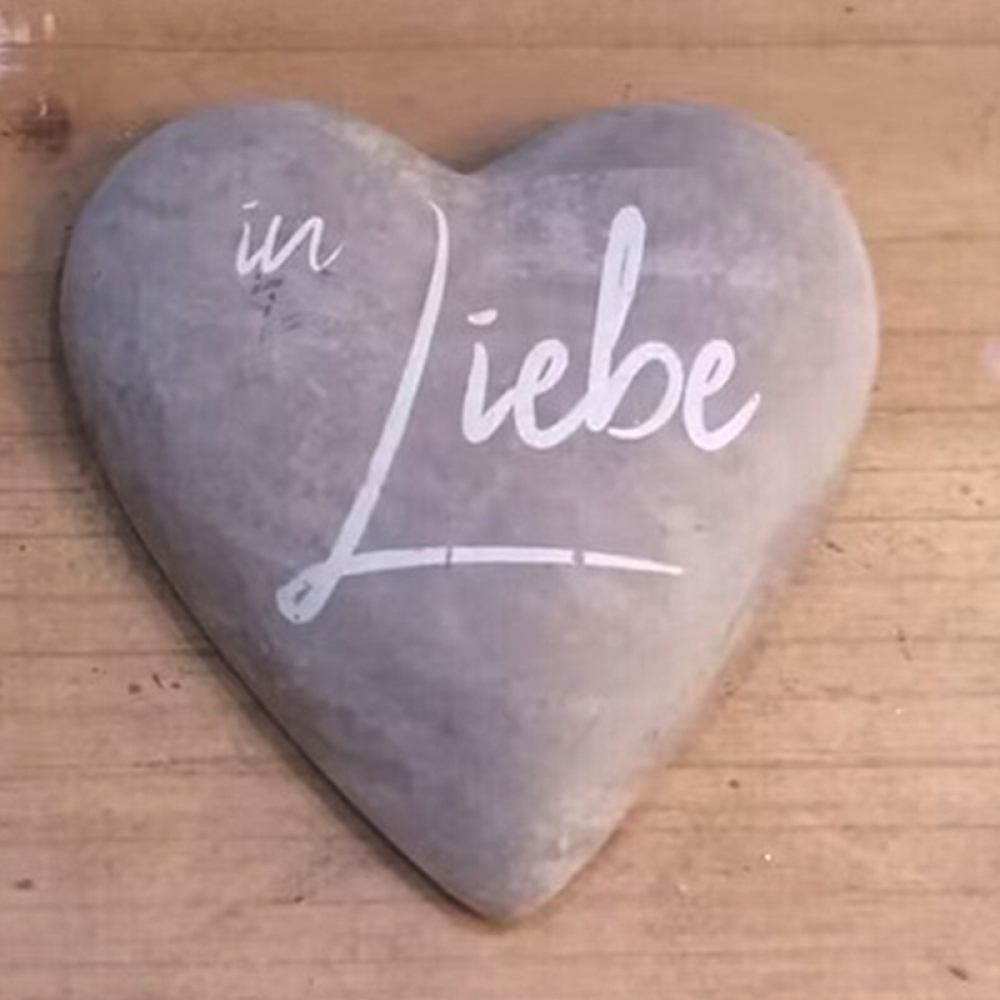 Beton-Herz, L12 B12cm, "in Liebe", liegend grau/weiss 660621-72