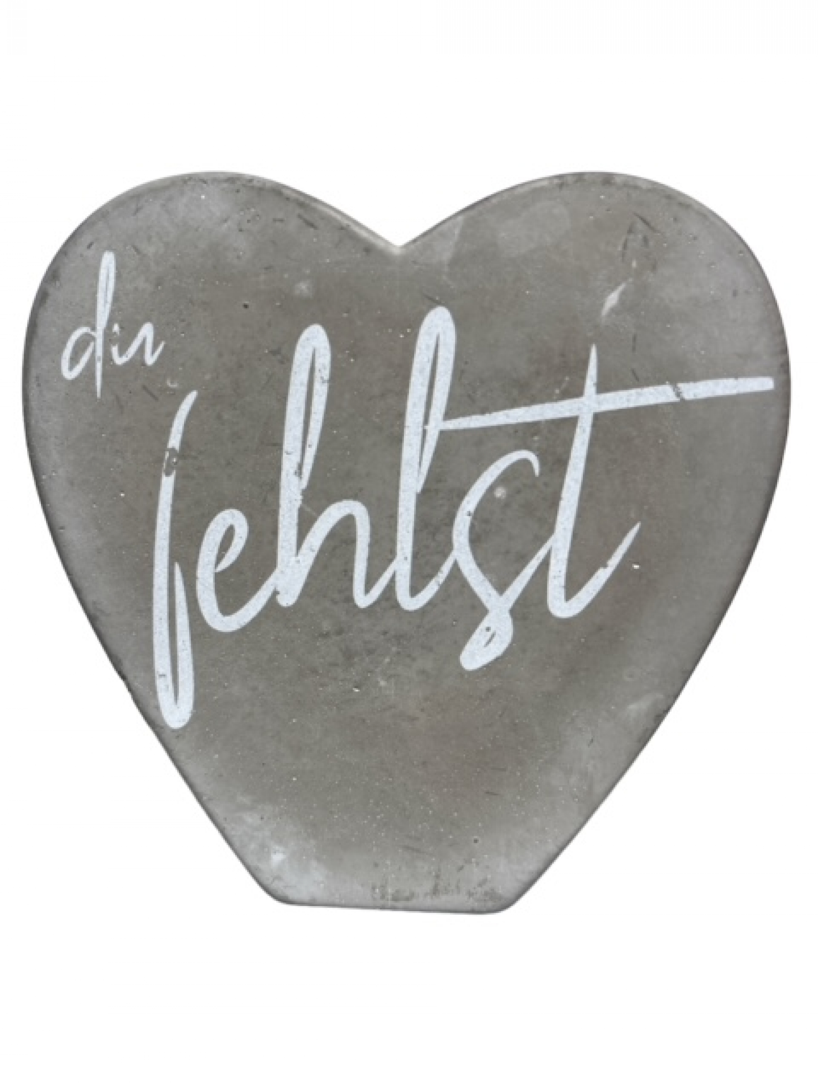 Beton-Herz, L12 B12cm, "du  fehlst", stehend grau/weiss 660610-72