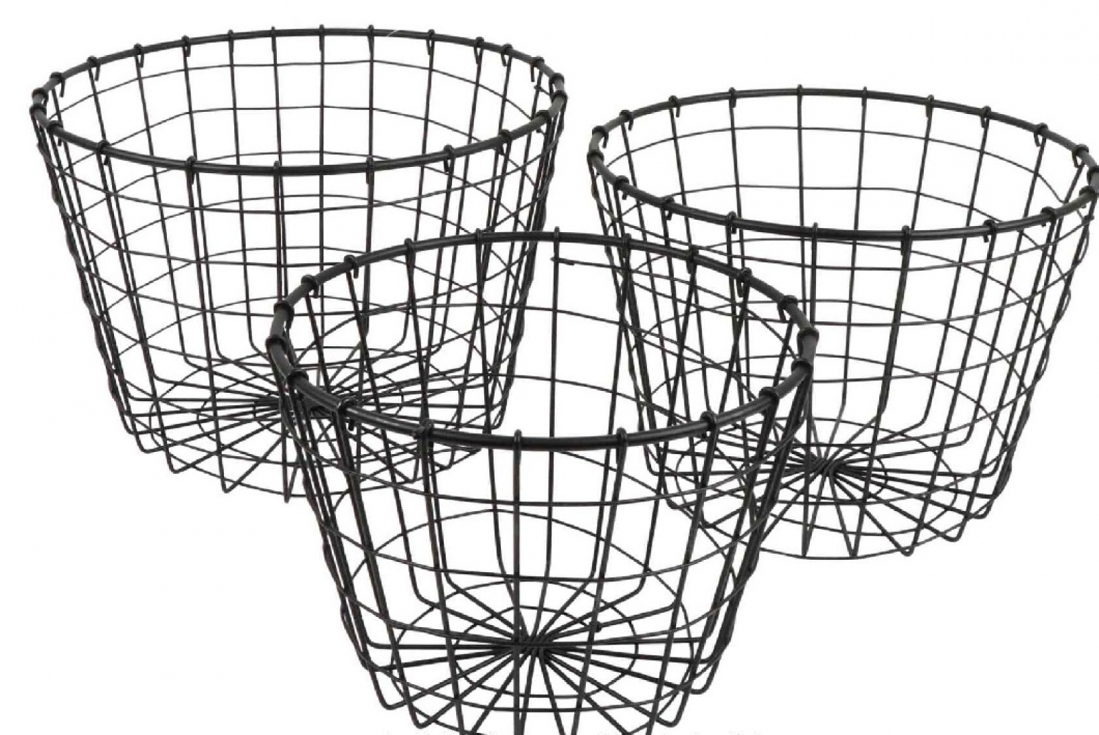 Drahtkorb Satz m. 3 Stck. H18,5/17/15cm D26/23/20cm schwarz 730100-75