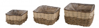 Rattankorbset 3tlg., viereckig natur, 31x31x18,5cm 12501683