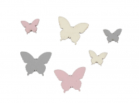 Holz-Schmetterling sort. Btl a 36 rosa, grau, creme, 1,5+2,5cm 27HXG01