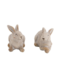 Terracotta-Hase h'grau 10,2x5,4x6,2cm 2fach sort. 49002-072