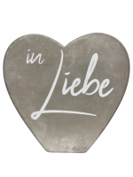 Beton-Herz, L12 B12cm, "in Liebe", stehend grau/weiss 660590-72